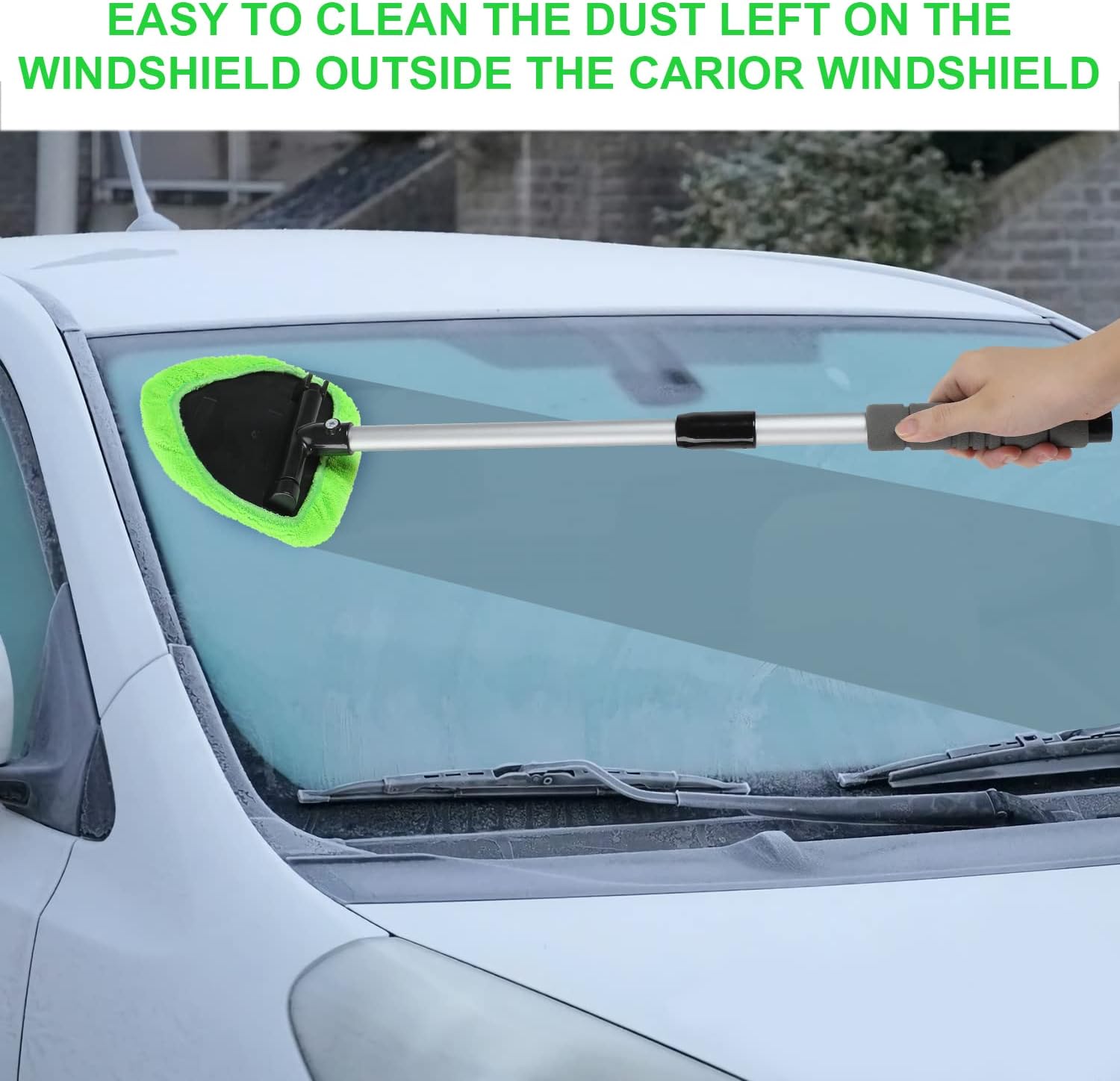 🔥🔥Microfiber Car Windshield Cleaning Tool with Extendable Handle