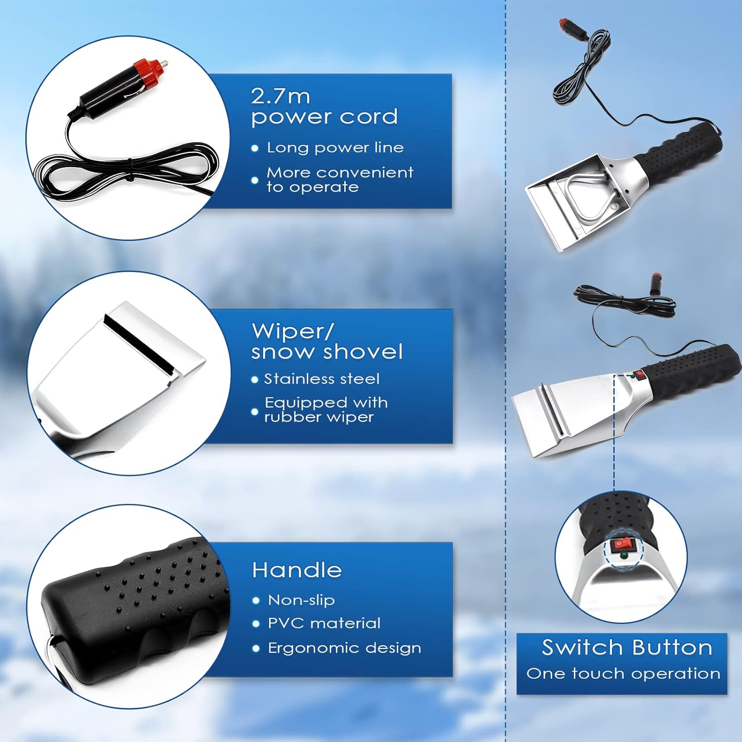 🏆 55K+ SOLD! 🚘✨Vehicle mounted electric heated snow shovel