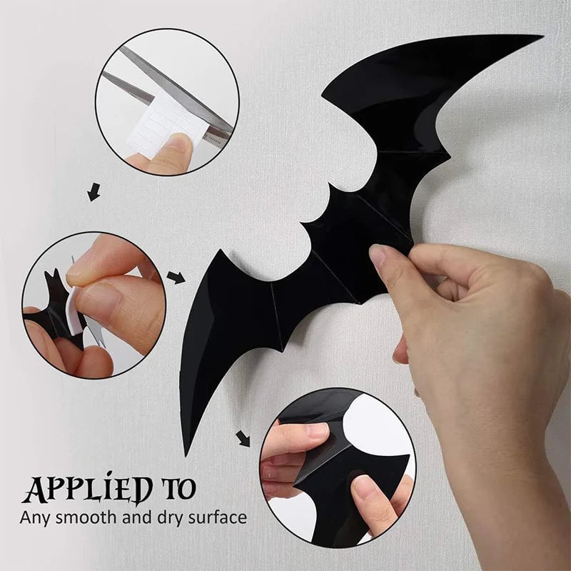🦇Bats Wall Decor Stickers - Halloween Decoration Stickers for Home Decor (12 Pcs/ Pack)