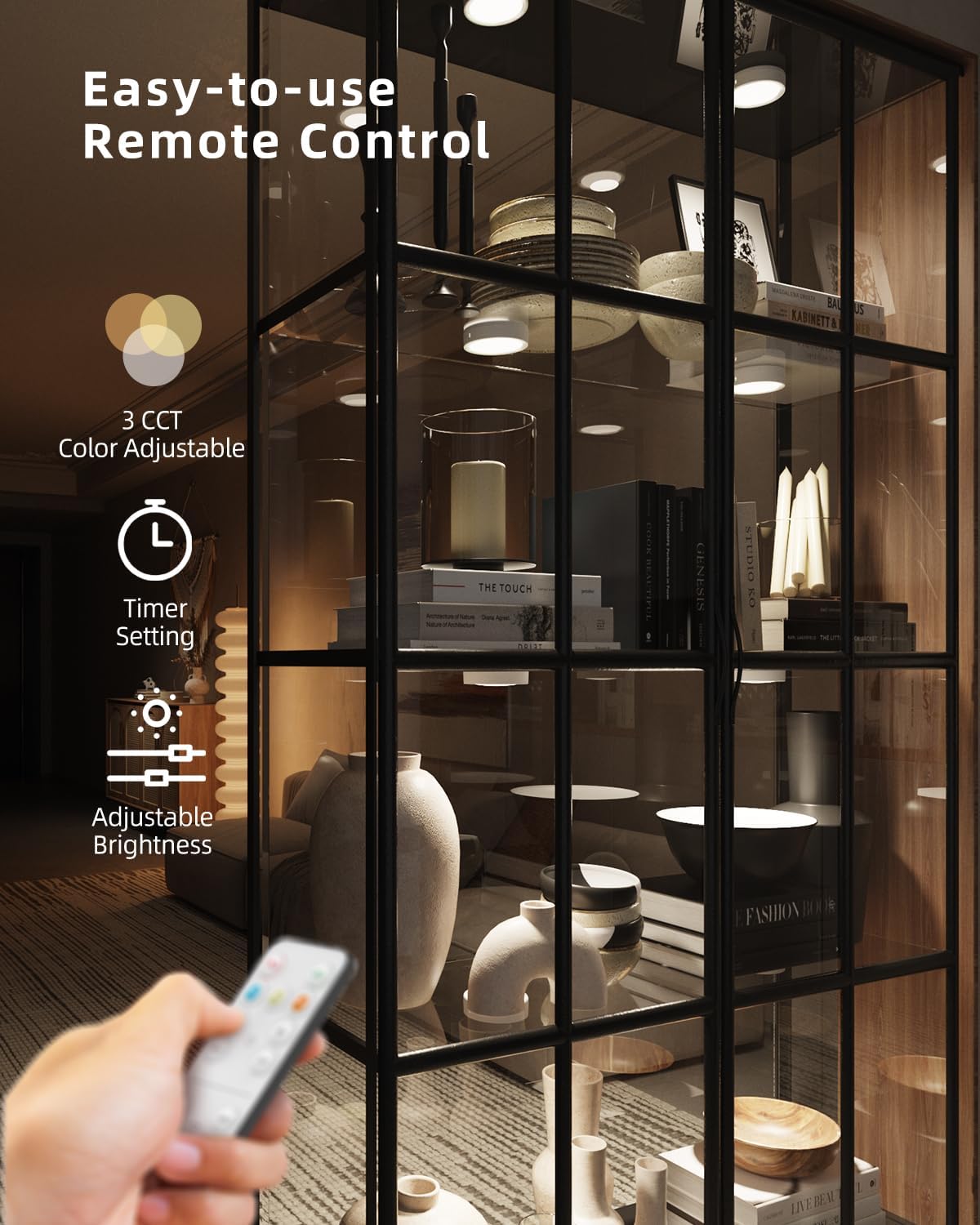 RGB Rechargeable Puck Lights with Remote, Colored 1600mAh Battery Operated Tap Lights Stick On LED Under Cabinet Light USB Magnetic Classroom Push Light Kitchen Counter Touch Light Press Button Light