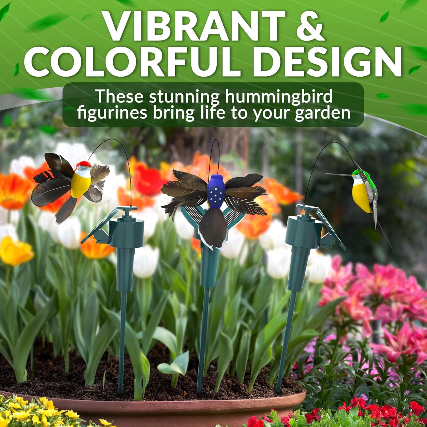 ̈ 🦋🦇 Fluttering Garden Friends Solar Stakes – Hummingbirds, Butterflies & Bats, Magical Outdoor Fun 🌿