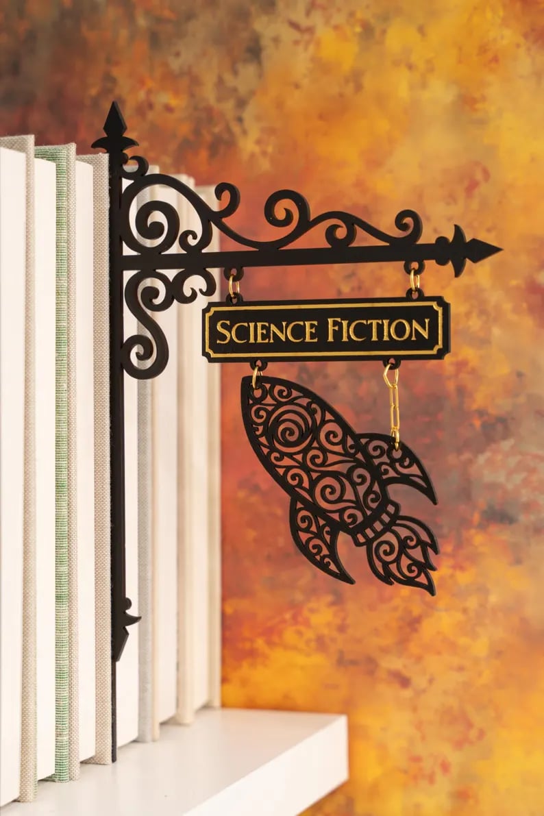 🔥LAST DAY 49% OFF-Handcrafted Bookshelf Dividers, Tavern Bookshelf Signs, Home Library Decor, Book Gift