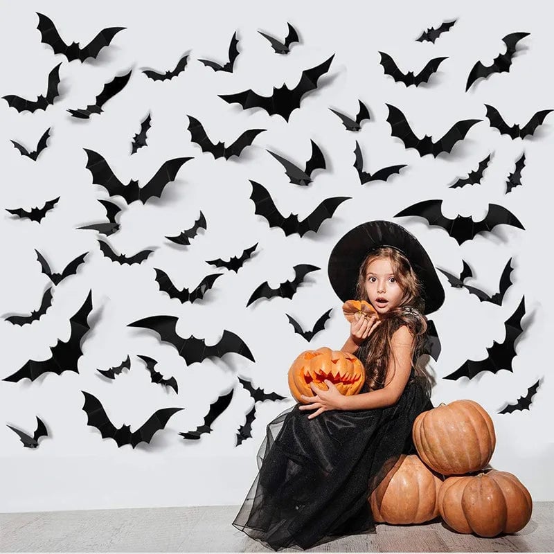 🦇Bats Wall Decor Stickers - Halloween Decoration Stickers for Home Decor (12 Pcs/ Pack)