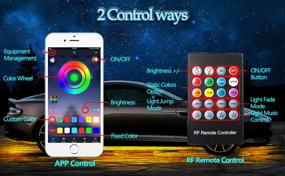 🔥Car Chassis Flexible RGB Waterproof LED Strip Lights (4PCS)