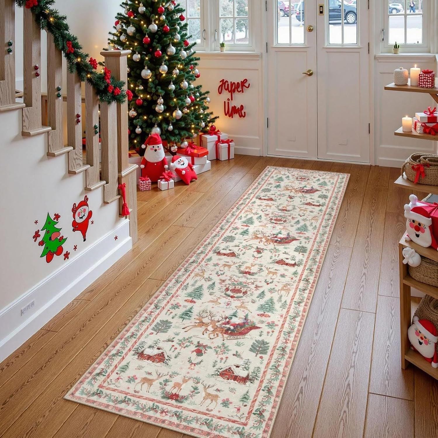 🎄Soft Christmas Tree Santa Claus Carpet Runner