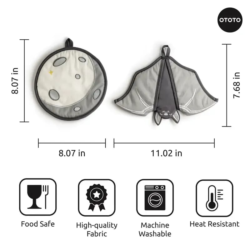 🦇 Batlicious Oven Mitt & Pot Holder Set