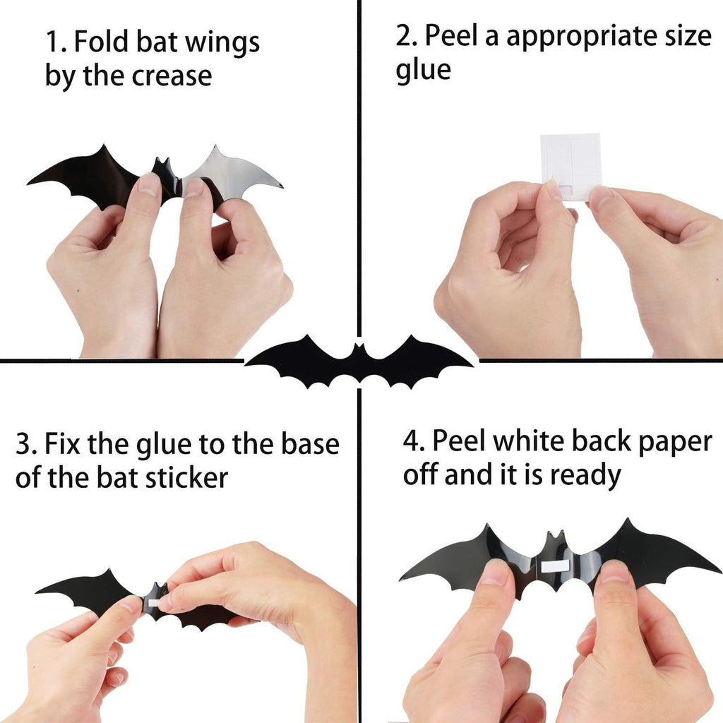 🦇Bats Wall Decor Stickers - Halloween Decoration Stickers for Home Decor (12 Pcs/ Pack)