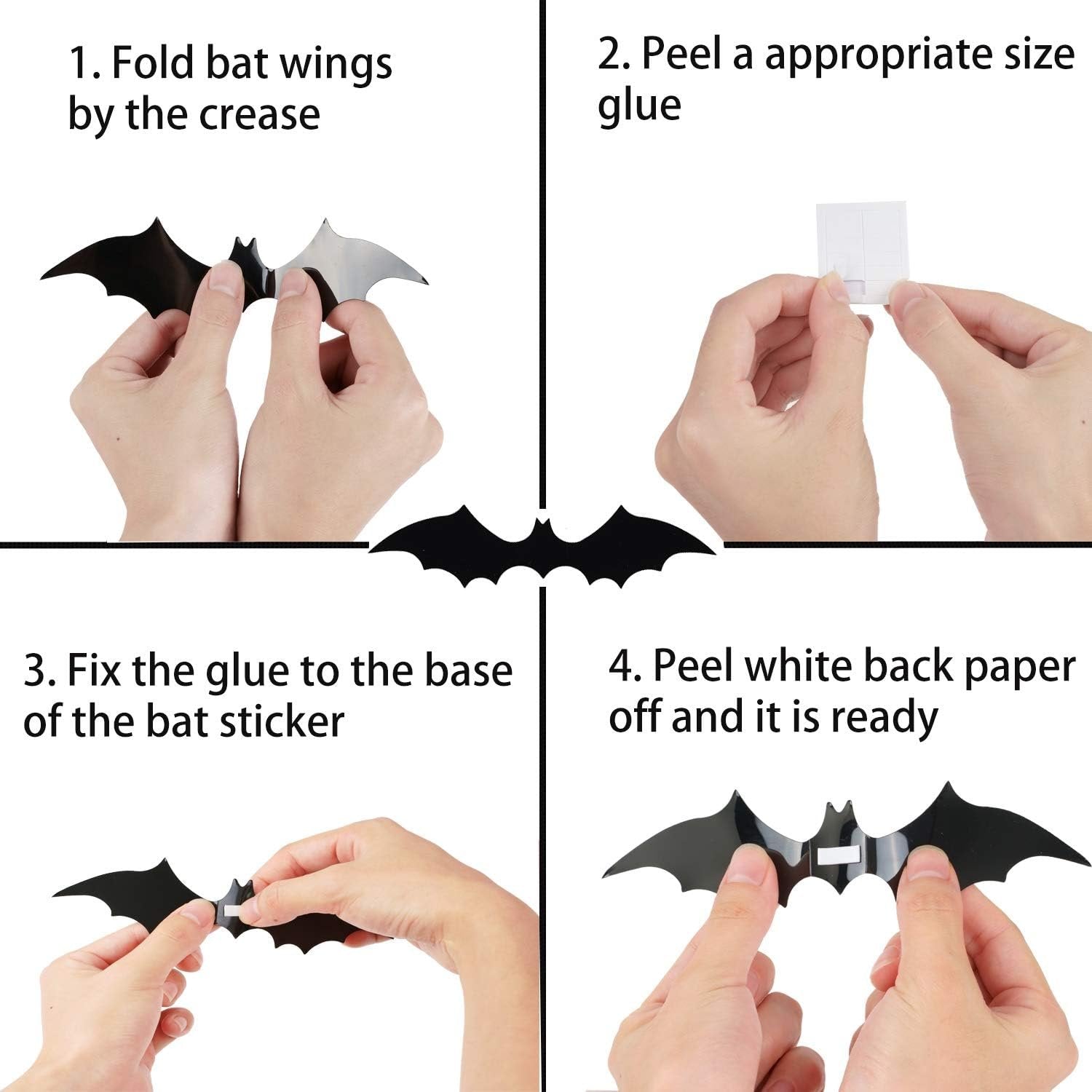 🦇Bats Wall Decor Stickers - Halloween Decoration Stickers for Home Decor (12 Pcs/ Pack)