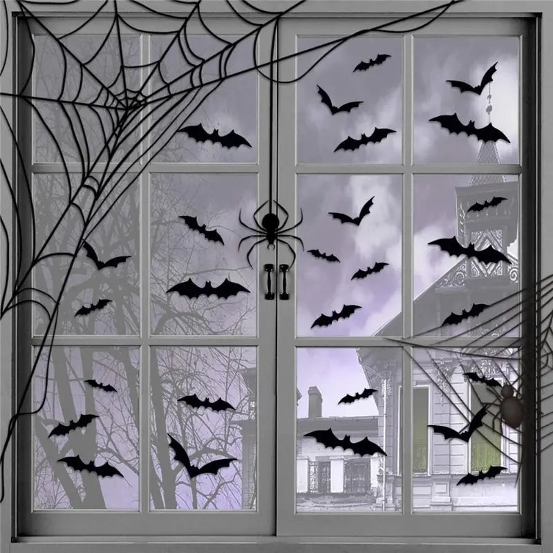 🦇Bats Wall Decor Stickers - Halloween Decoration Stickers for Home Decor (12 Pcs/ Pack)